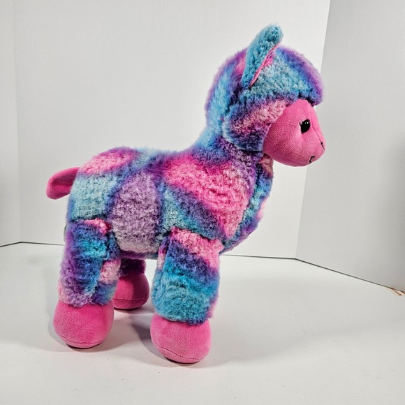 Build A Bear Workshop Tie Dye Llama Plush Pink Blue Purple Alpaca Stuffed Animal - Picture 2 of 11